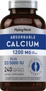 Piping Rock Calcium 1200 mg con vitamina D3 | 240 Softgels | 5000 IU Vitamin D3 | Supplemento di calcio assorbente| Non OGM, Gluten Free