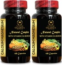 Calcio Magnesio Supplemento - Rilassamento muscolare, Citrato di calcio con vitamina D, Magnesio e Manganese, Phosphorus Gluten Free, Non OGM - 2 Bottiglie 240 Capsule