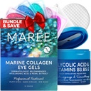 MAREE Skincare Bundle - Gel per gli occhi, Polacco facciale - Gel per gli occhi polsini e cerchi scuri - Cuscinetti per l'acido glicolico - Collage marino e acido ialuronico - Acido salicilico e vitamine E, B3, B5