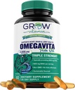 crescere vitamina OmegaVita Fish Oil: 800 mg EPA 600 mg DHA Omega 3 Supplemento per cuore, cervello e supporto immunitario, Assorbibile Tripla resistenza Fish Oil Supplement - 2000 mg Per Serving, 30 giorni di alimentazione