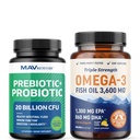 Omega 3 Fish Oil e capsule probiotici | Triple Strength EPA & DHA con Probiotic Gut Health & Immune Support Supplemento | Totale Benessere Bundle