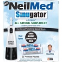 NeilMed Sinugator Pulsante senza cordone Irrigatore nasale (velocità normale) con 30 pacchetti Premixed e 3 batterie AA - Nero (Pack of 1)