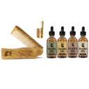 Beard pieghevole Comb in legno e 4 Pack Beard olio per gli uomini - Striking Vikings