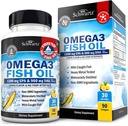 Triple Strength Omega 3 Fish Oil 3000mg - Supplemento Omega 3 ad alta potenza per le donne e gli uomini, Burpless limone Flavor Fish Oil - 2250mg acidi grassi essenziali con DHA & EPA, Wild Caught, 90 Softgels