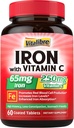Supplemento di ferro con vitamine C per la carenza di ferro e il complesso di magnesio 10 in 1 per la carenza di magnesio