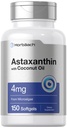 Horbäach Astaxanthin 4mg | 150 Softgels | Supplemento da Microalgae | con olio di cocco | Non OGM, Gluten, Soy Free