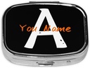 Scatola quadrata personalizzata con specchio foto personalizzata Logo nome viaggio piccolo pilastro Case 2 scomparto personalizzato contenitore di medicina del metallo portatile organizzatore di vitamina per borsa tasca (nome)