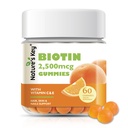 Gummie chiave della natura Biotina con vitamina C ed E, Supporta la crescita delle unghie dei capelli & Bella Pelle per le donne Uomini e bambini, Vegan, Arancio sapori 60 Conte