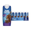 Proteine di cioccolato puro Shake, 30g Proteine complete, Pronti a Bere e Keto-Friendly, Vitamine A, C, D e E più Zinco per sostenere la salute immunitaria, 11oz Bottiglie, 12 Pack