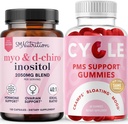 SMNutrition PMS Support Gummies & Myo-Inositol & D-Chiro Inositol | Bundle di bilanciamento dell'ormone con 40:1 Ratio Integratore Inositolo (30 Serve) e Gummie di supporto del ciclo di erbe per le donne (30 Serve)