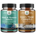 Integratore avanzato di supporto del cervello Nootropics con la memoria e le vitamine di messa a fuoco e il supplemento avanzato del mushroom del leone con Reishi, Chaga, Maitake & Shiitake per il supporto della memoria e messa a fuoco
