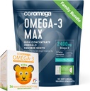 Coromega Famiglia Bundle – Omega-3 Fish Oil per adulti e bambini (60 Squeeze Packets) 2400mg/650mg Omega-3 + Vitamina D, 3X Più Assorbimento Che Pillole, No Fishy Aftertaste, Coconut Bliss & Tropical Orange