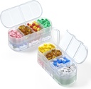 Organizzatore di pillole settimanali viaggiare,4/3/2 volte al giorno, Design di apertura a doppia sede, Scatola di pedaggio portatile per la memorizzazione di vitamine/olio di pesce/Medicazione/supplementi (2PC Bianco)