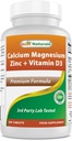 Best Naturals Calcio Magnesio Zinco con Vitamina D3, 300 compresse - Calcio 1000 mg, Magnesio 400 mg, Zinc 25 mg & D3 600 IU per Serving (3 compresse)