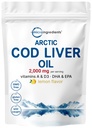 Cod Liver Oil 2000mg Per Serving, 360 Softgels | Burpless Lemon Flavored – Ricco di Omega 3, Vitamine A & D3, EPA, DHA | Wild Caught Arctic Deep Sea Fish | Cuore, Cervello, & Integratore immunitario