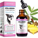 Collage per cani, collagene liquido per cani, gocce di collagene liquido per cani, collagene con biotina, trattamento MSM & Ginger per cani, supplemento di pelle e cappotto per cani, collagene per cani 60ml