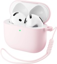 ORNARTO per AirPods 4 Case, Soft Silicone Full Protective Cover con LED Visibile, Compatibile con AirPods 4th Generation 2024 - Chalk Pink