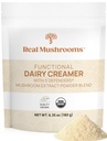 Real Mushrooms Crema per latticini funzionale con estratti di funghi – addolcito con polvere organica Lucuma & Maple – Crema organica funzionale – 90 Serve, Tea, Smoothie & Coffee Creamer Polvere