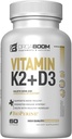 Vitamina D3 K2 Calcium Supplemento - Vitamina D 5000 IU + Vitamina K2 MK7 100 mcg, Bone Strength & Heart Health Integratori per Donne & Uomini, D3K2 Vitamine di denti con Bioperina, US-Made Non-GMO 60 Cap
