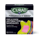 CURAD Performance Series IRONMAN Antibacterial Bandages, Extreme Hold Adhesive Technology, Knee & Elbow 3 pollici x 3 pollici, 10 conte, Ideale per tagli, graffi, sport e stili di vita attivi