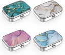 Pillola Box 2 scomparti caso di pillole di medicina,portabile per tasca o la scatola di pedana decorativa della medicina del metallo della vitamina Organizer unico regalo (4PCS)