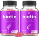 NutraChamps (2 Pack) Biotin Gummies 10.000mcg [High Potency] per capelli sani, pelle e unghie per adulti e bambini - 5000mcg in ogni pancia Vitamin - Vegan, Non OGM, Pectin-Based Hair Health Supplement