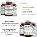 Natural Nutra Papaya Chewable Plant Enzymes Blend for Digestion 90 Chewable Vegan Tablets and Plant Based Digestive Enzyme Complex with Herbs 90 Vegan Capsules for Digestion, Previene Stomach.