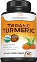 USDA Certified Organic Turmeric Supplement – Include Organic Turmeric & Organic Black Pepper – 1.400mg di Turmeric per Serving - 60 Count (Pack of 1)