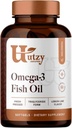 Utzy Naturals Omega-3 Fish Oil | 800 mg Omega-3 | con EPA e DHA | Natural Lemon Flavor | 120 Softgels