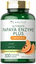 Carlyle Papaya Enzyme Chewable Tablets | Vegetariano, Non OGM, Gluten Free Formula | Tropical Flavor