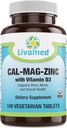 Cal-Mag-Zinc Chelato con vitamina D3, Bone Forza Supplemento -Healthy Bones & Teeth, Cuore, Muscolo, & Sano sistema cardiovascolare -Migliore Vitamina & Mineral Complex-100 Vegan Caps