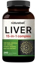 Complesso di fegato 15-in-1, 240 capsule di verdure | Miscela di erbe e minerali - Latte Thistle, Radice di dadelion, carciofo, olio di ribes nero, curcuma, chicoria, zinco, colina, e altro