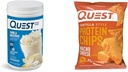 Quest Vanilla Milkshake Protein Powder, 24g Protein, 1.6lb + Quest Nacho Cheese Tortilla Style Protein Chips, 18g Protein, Confezione da 12