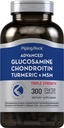 Piping Rock Glucosamine Chondroitin MSM Turmeric | 300 Caplets | Supplemento per donne e uomini | Advanced Triple Strength Complex | Non OGM & Gluten Free