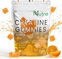 Creatina Monohydrate Gummies - 5g masticabile Monohydrate gummy per uomini e donne - Aumentare la forza, costruttore di muscolo - Boosts Energy & Focus - Bassa calorie, Vegan & Gluten free | 90 conteggio Citrus