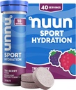 Tavolette Nuun Sport Electrolyte con Magnesio, Calcio, Potassio, Cloruro e Sodio, Gluten Free & Vegan, Tri-Berry, 4 Pack (40 Serve Totale)
