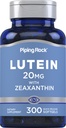 Piping Rock Lutein e Zeaxanthin Supplemento | 20 mg | 300 Softgels | Vitamina occhio da Marigold Extract | Non OGM, Gluten Free