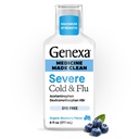 Rilievo di liquido e freddo pulito Genexa, Dye Free, 0% additivi artificiali, Severe medicina diurna per il dolore del corpo, tosse, freddo e influenza, mal di testa, febbre, congestione del petto, aroma di mirtillo organico, 6 fl oz