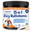 ZEBORA Cane Multivitamina Polvere con Glucosamina, Vitamine di Cane e Integratori per Supporto Immune, Integratore di Pelle e Cappotto con Omega 3 per Allergy Relief, Probiotici per Salute Digestiva & Gut