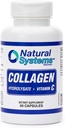 Collagen Plus Vitamina C di Sistemi Naturali 60 capsule - Collagene Idrolisato e vitamina C per capelli vitali e pelle - integratori di collagene Donne e Uomini - Pillole in polvere di peptidi di collagene idrolizzato