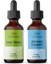 HERBAMAMAMA Kit di gocce liquide a base di erbe - Bundle di fegato Detox Complex 4 fl oz & supporto surrenale Gocce 2 fl oz - Vegan, Non OGM, Sugar & Alcohol-Free - 2 Pack