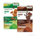 Semplicemente Proteine - Energy Bites Variety Pack, 24 Bars - Piante Caffeinated Squares - Caffeina 55mg - Energy Boost - 8g Protein, 2g Zucchero, 5-6g Fibra, 120-130 Calorie - Vegan, Gluten Free, Non OGM