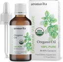 Olio biologico essenziale di Oregano-100% Puro Olio di origano greco non diluito con Carvacrol - Oltre 86%, Non OGM, Gocce liquide organiche di olio di origano ad alta resistenza, 1.7 FL.OZ/50ml