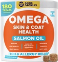 Omega 3 Alaskan Fish Oil Treats for Dogs (180 Ct) - Dry&Itchy Skin + Allergy - Shiny Coats - EPA&DHA Acidi grassi - Natural Salmon Oil Chews - Pollo Turchia