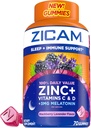 Zicam Sleep + Supporto Immune. Zinco, Gomma Supplemento, BlackBerry Lavander Flavor, Vitamina C e Vitamina D, 3mg Melatonina per porzione, 70 Conte