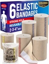 Avvolto elastico ad alta efficienza - 6 Pack (2x2in, 2x3in, 2x4in) - Avvolto a fascia di compressione per piedi, caviglie, polso e ginocchio