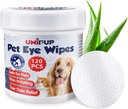 Depilazione per occhi per cani,Rimozione per cani e gatti, 120pcs Remove Eye Discharge, Cabine per occhio di cocco, Wipes per occhio di gatto dell'olio di cocco, Assaggi per cani previene infezioni degli occhi, ingredienti naturali
