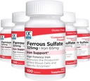 Scelta di qualità Ferro 65 mg (325 mg Ferrous Sulfate) Tavole di supplemento di sostegno del ferro ad alta potenza in 100 Conte Bottiglie (5 Pack)