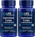 Estensione della vita Folato ottimizzato (L-metilfolato) 1700 mcg DFE, 180 compresse di Veg (Pack of 2)