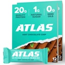 Atlas Protein Bar, 20g Protein, 1g Zucchero, Ingredienti puliti, Senza glutine, Mint Chocolate Chip (12 Conte, Confezione di 2)